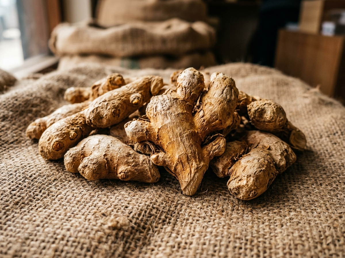 Whole Sun-Dried Unbleached Ginger Rhizomes